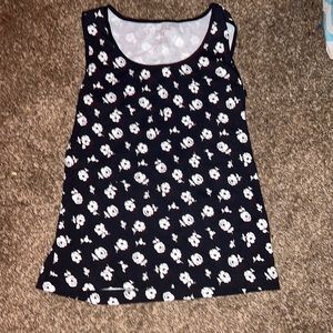 Black and white floral tank top. Womens.